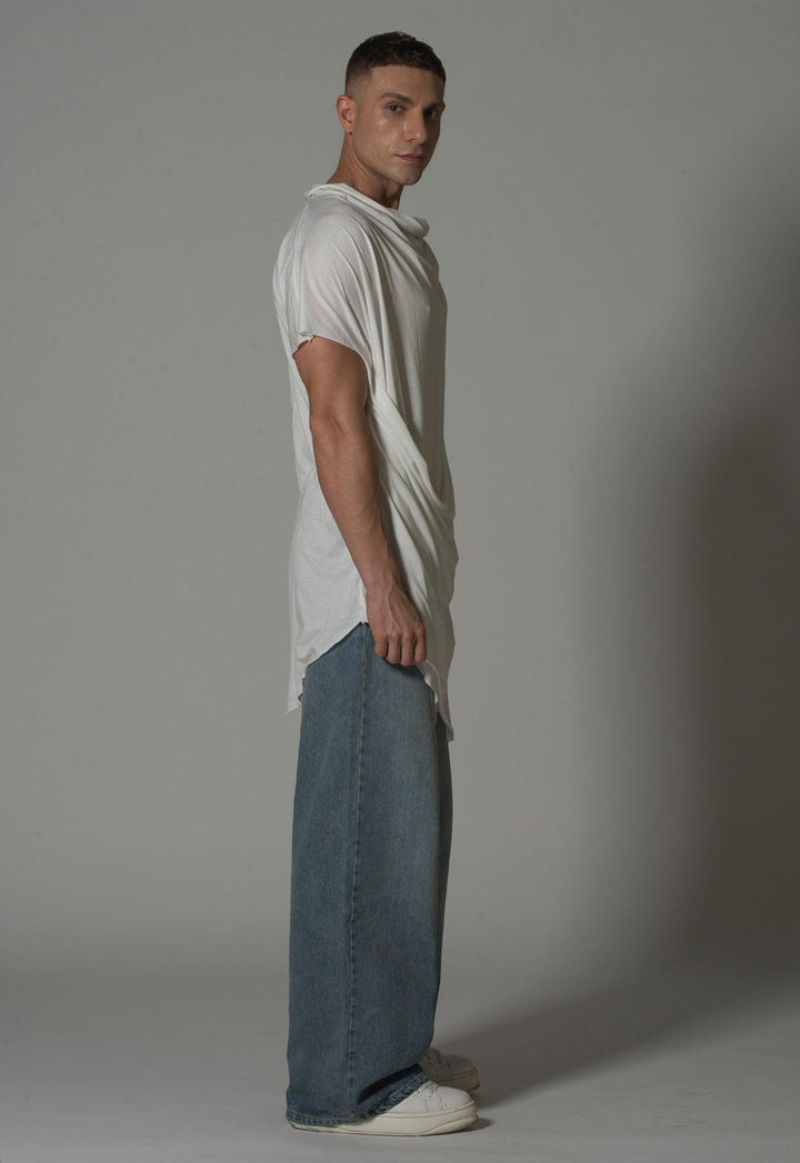 Men’s Draped Asymmetric Longline T-Shirt - Flashmob India Flashmob Nation None