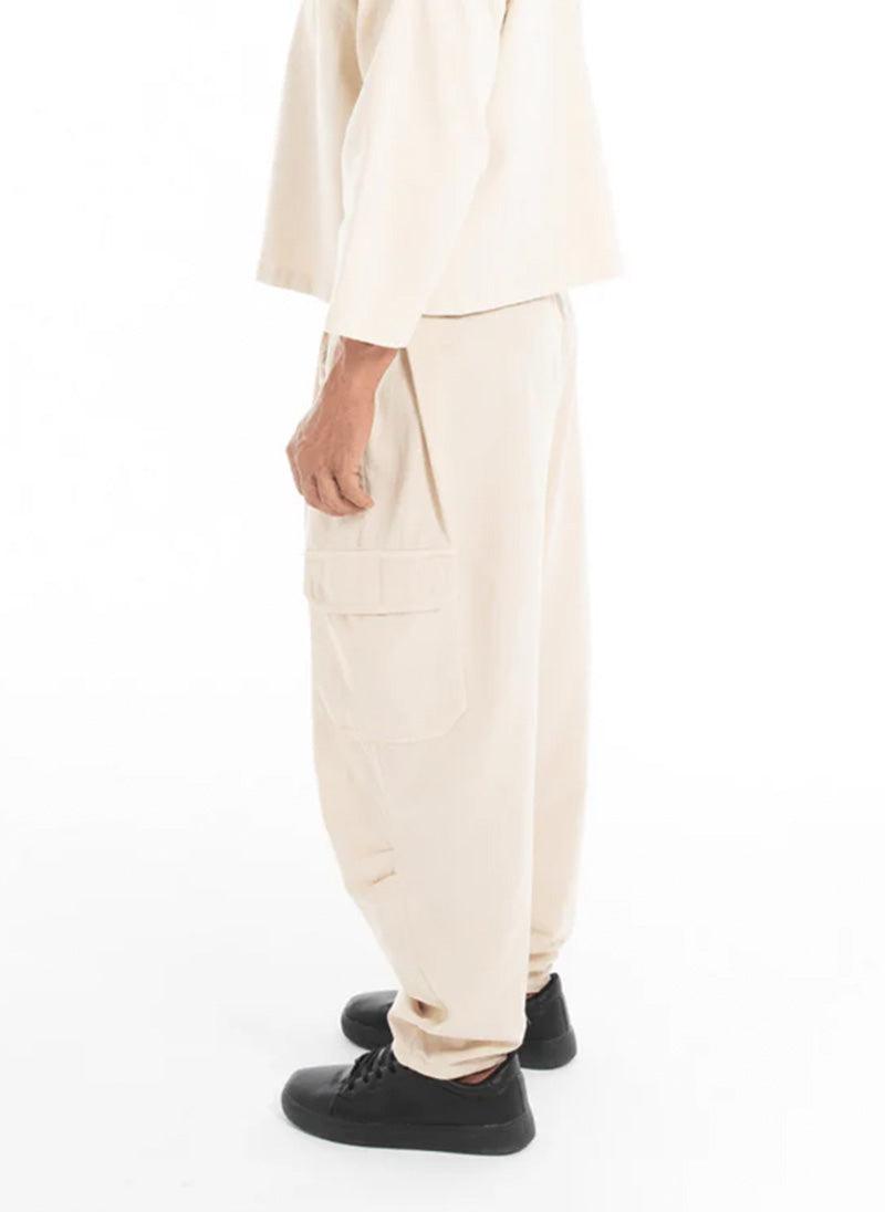 Men’s Ecru Baggy Trousers - Flashmob India Flashmob Nation Trousers