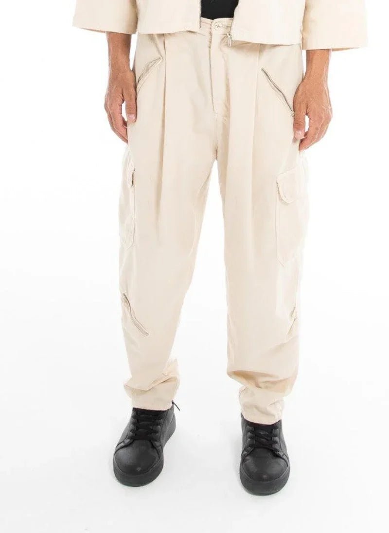 Men’s Ecru Baggy Trousers - Flashmob India Flashmob Nation Trousers