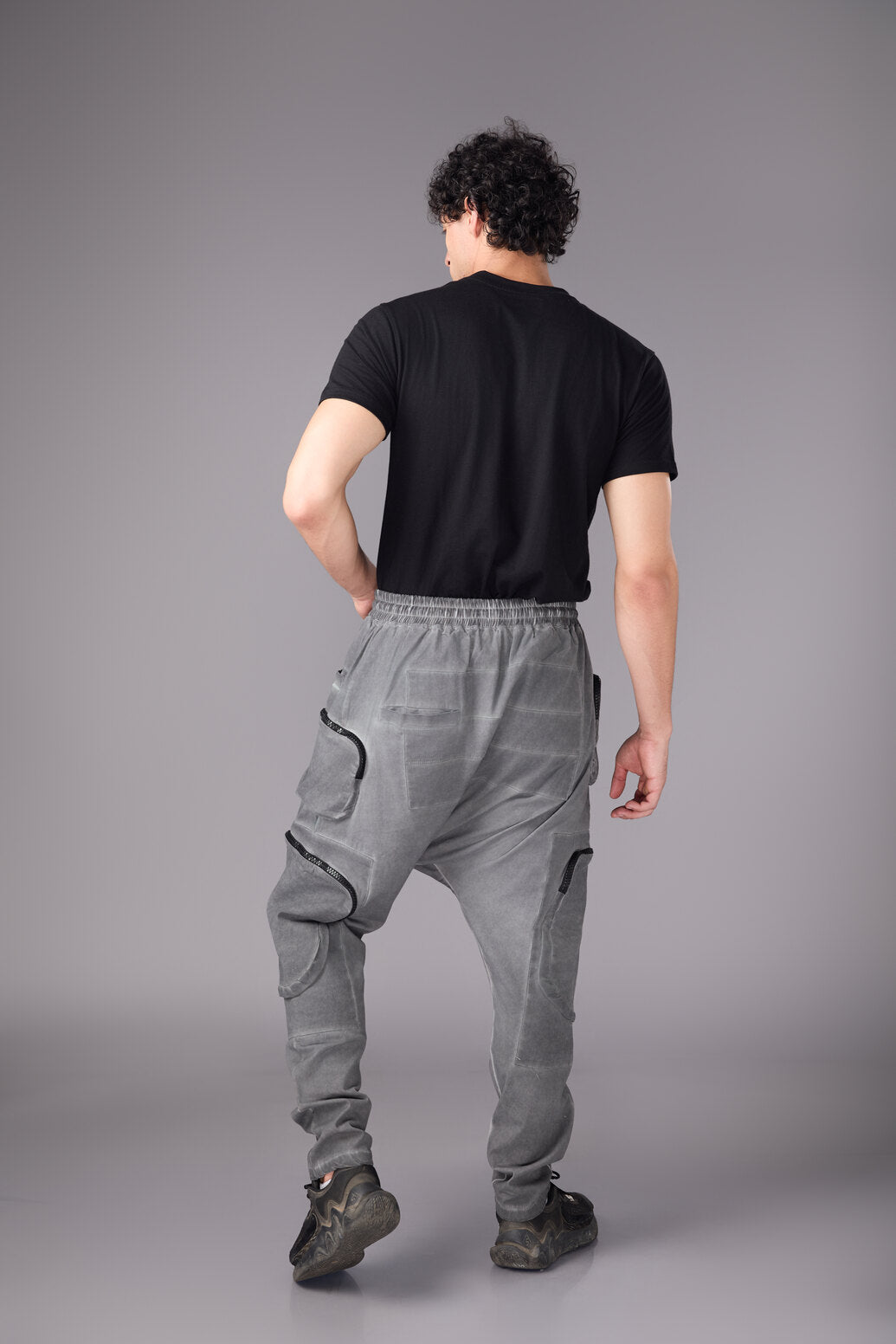 Men’s Grey Drop - Crotch Cargo Pants - Flashmob India Flashmob India   men bottom