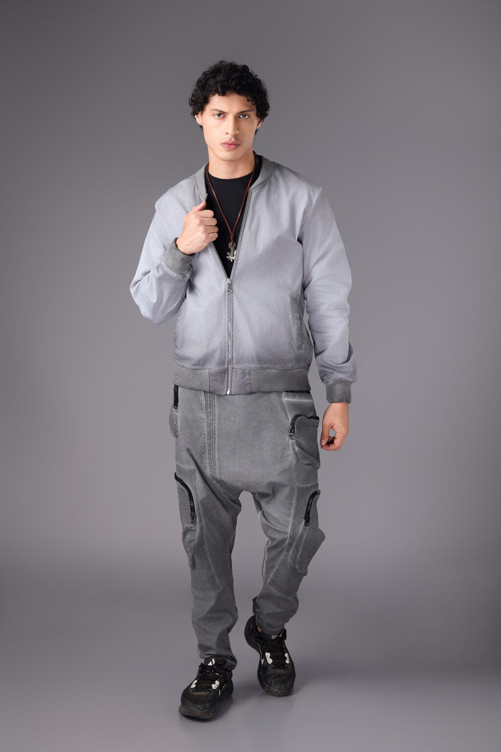 Men’s Grey Embroidered Bomber Jacket - Flashmob India Flashmob India Jacket