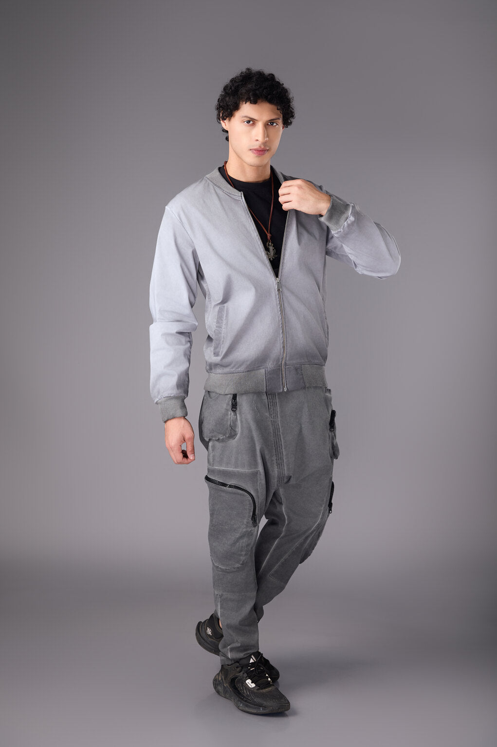 Men’s Grey Embroidered Bomber Jacket - Flashmob India Flashmob India Jacket