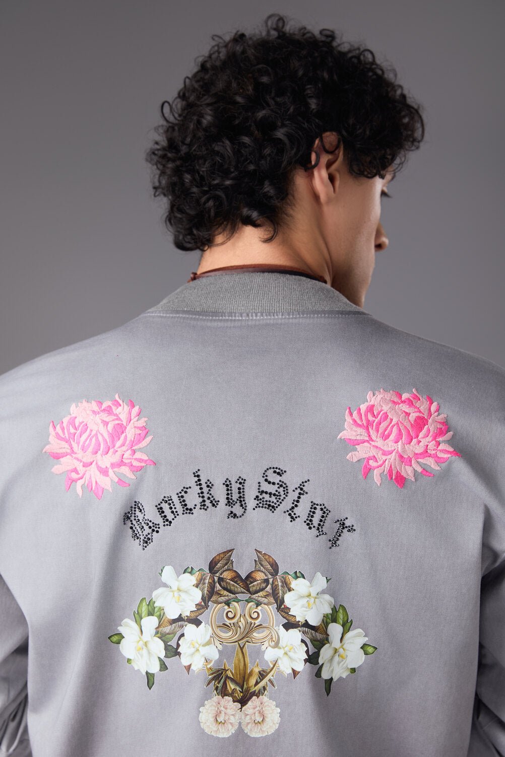 Men’s Grey Embroidered Bomber Jacket - Flashmob India Flashmob India Jacket