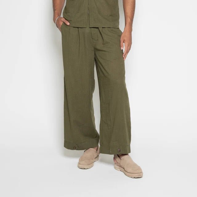 Men's Linen - Blend Carpenter Pants – Army Green - Flashmob India Flashmob India  