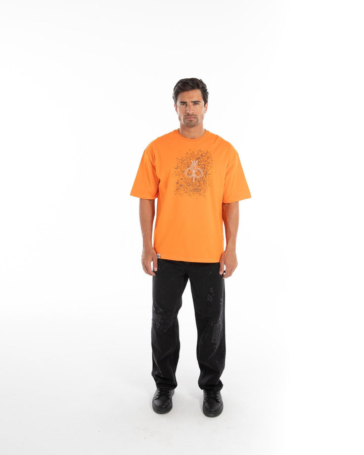 Men’s Orange Graphic Oversized T-Shirt - Flashmob India Flashmob Nation None Men Top