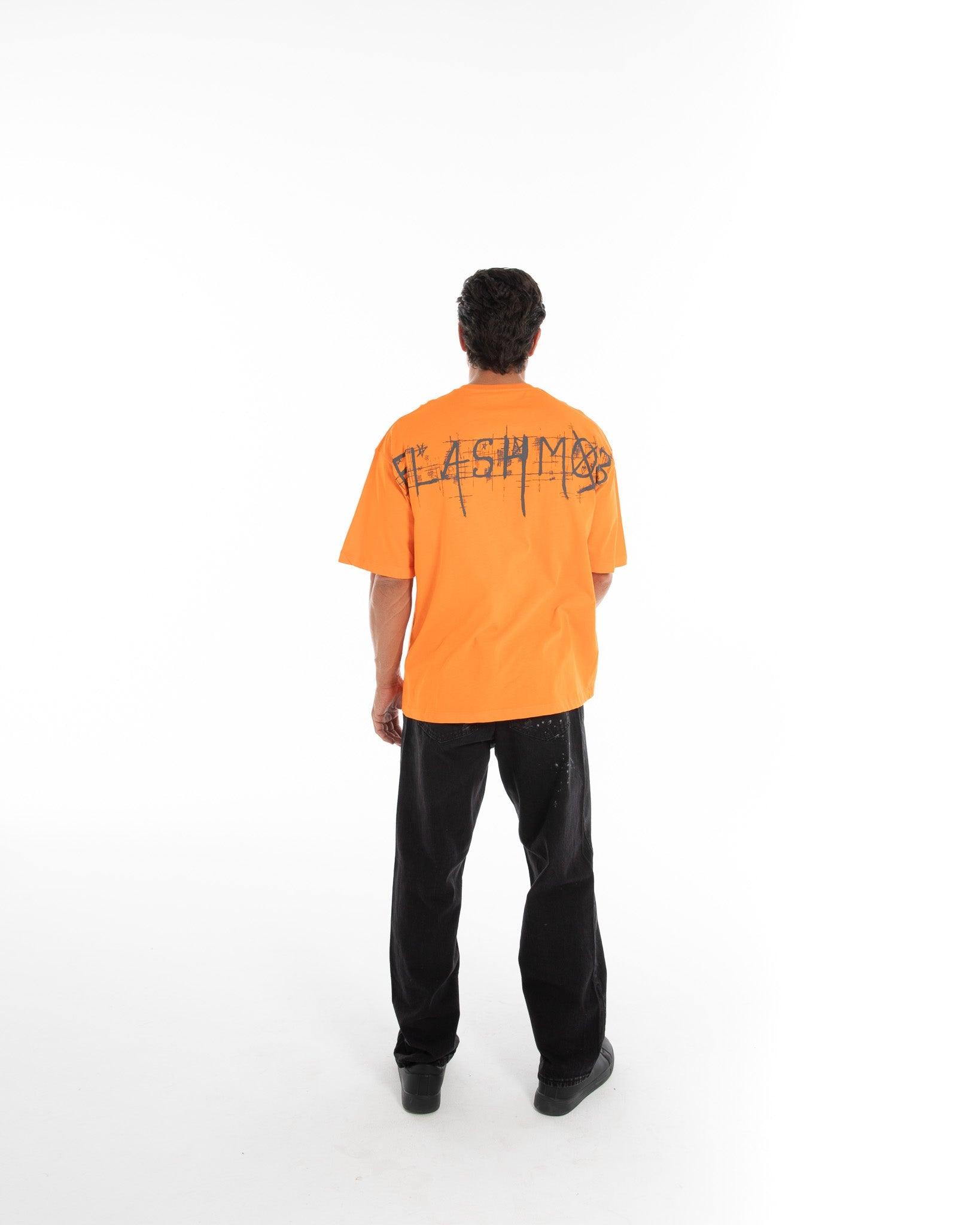 Men’s Orange Graphic Oversized T-Shirt - Flashmob India Flashmob Nation None Men Top