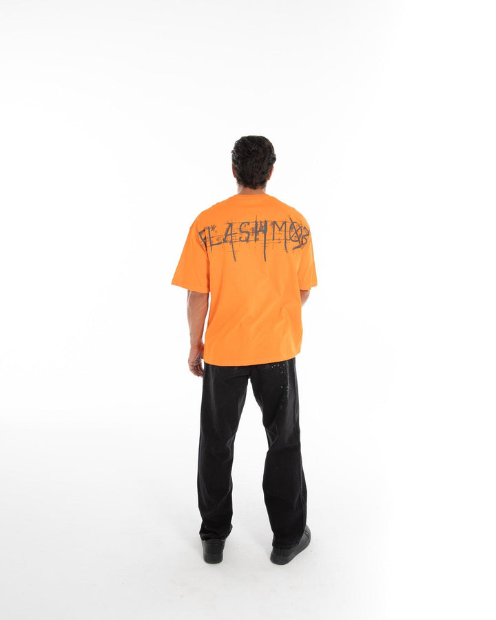Men’s Orange Graphic Oversized T-Shirt - Flashmob India Flashmob Nation None Men Top