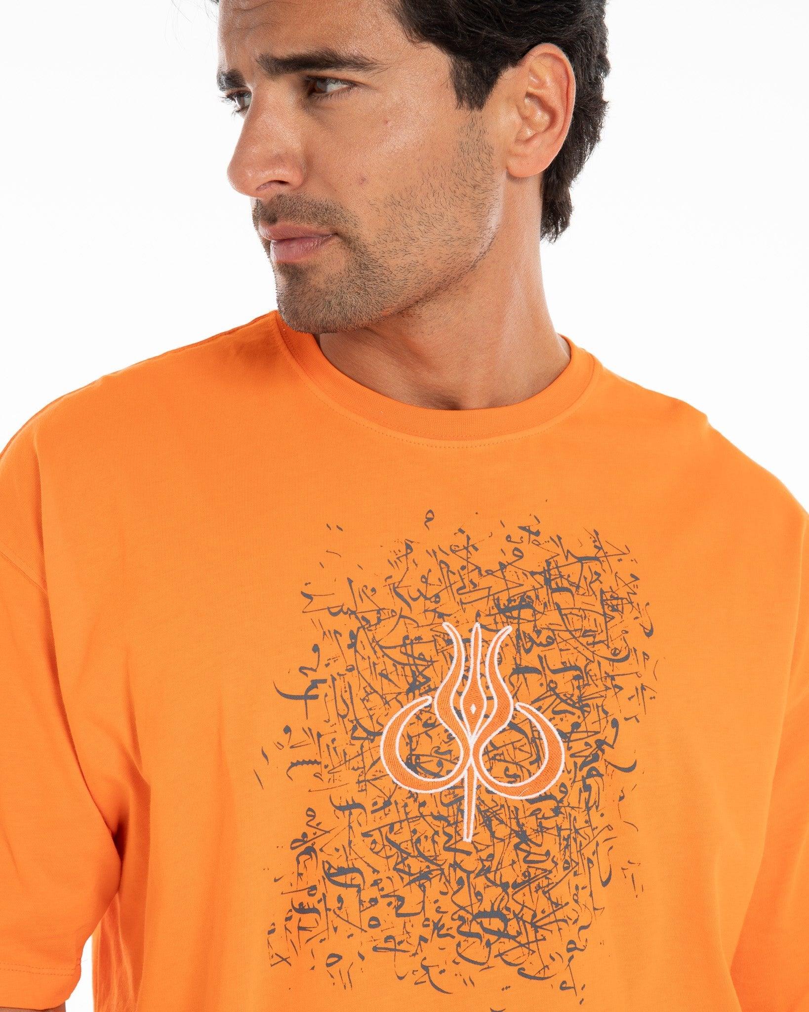 Men’s Orange Graphic Oversized T-Shirt - Flashmob India Flashmob Nation None Men Top