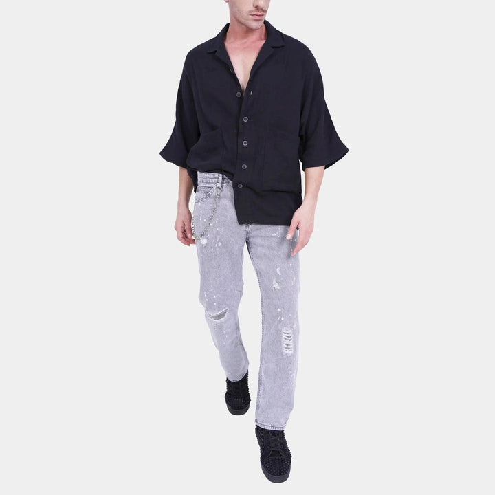 Men’s Relaxed Fit Short Sleeve Black Shirt - Flashmob India Flashmob Nation None