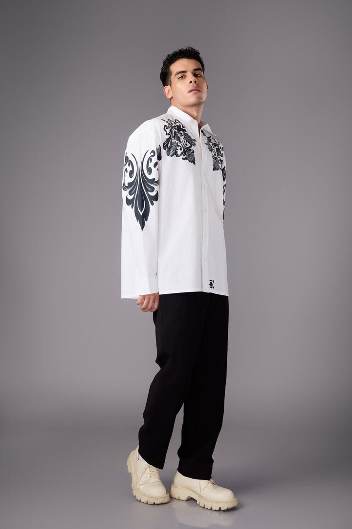 Men’s White Baroque Print Shirt - Flashmob India Flashmob India   Jacket