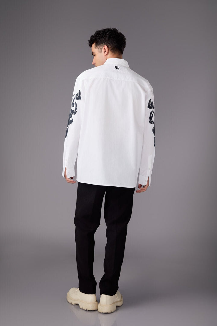 Men’s White Baroque Print Shirt - Flashmob India Flashmob India   Jacket