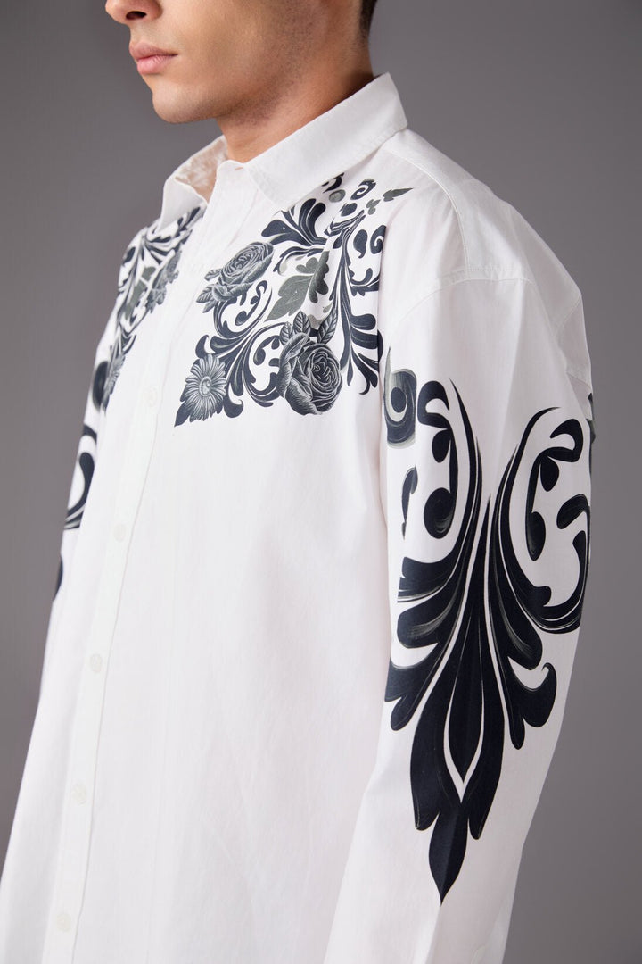 Men’s White Baroque Print Shirt - Flashmob India Flashmob India   Jacket