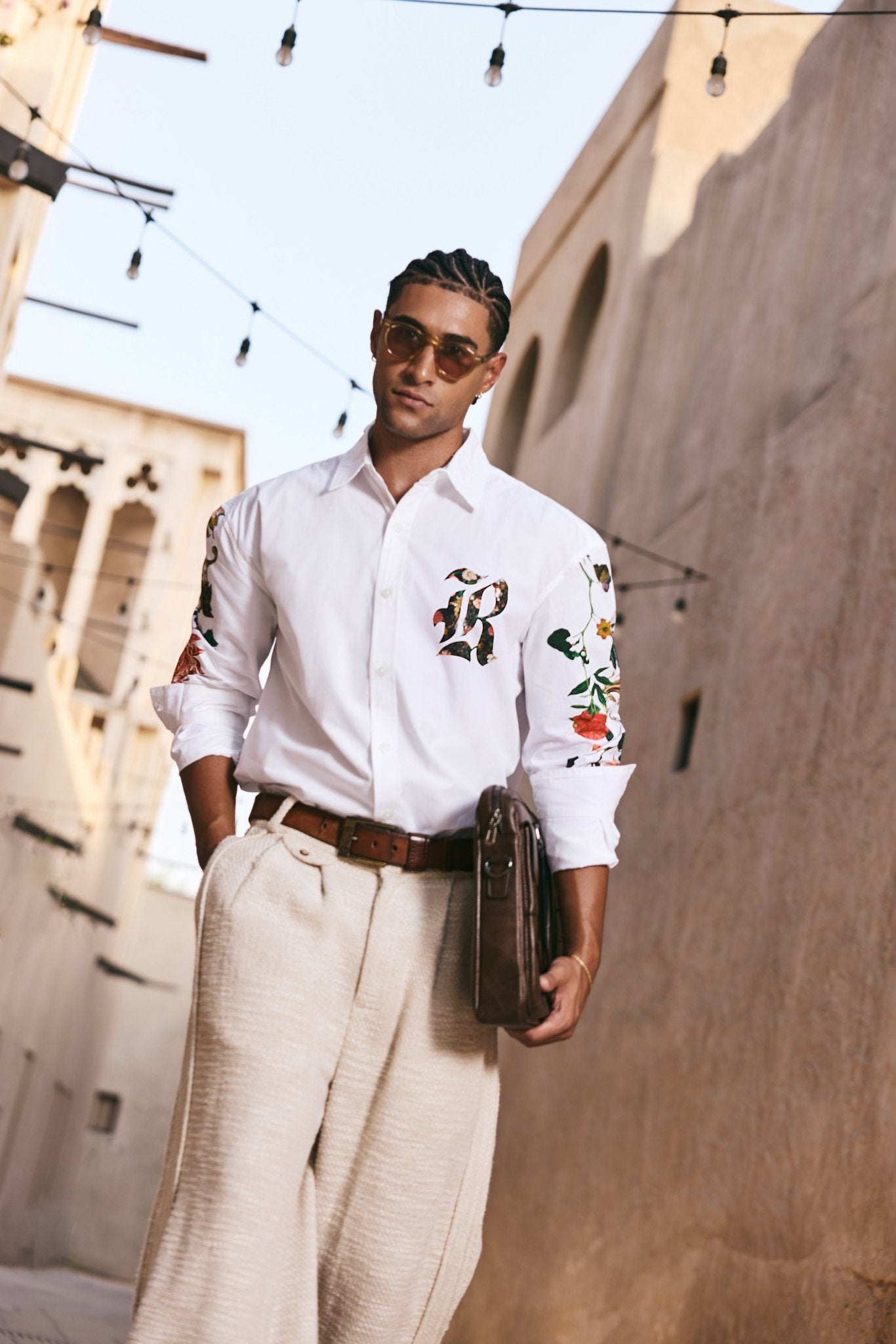 Men’s White Embroidered Sleeve Shirt - Flashmob India Flashmob India   Jacket