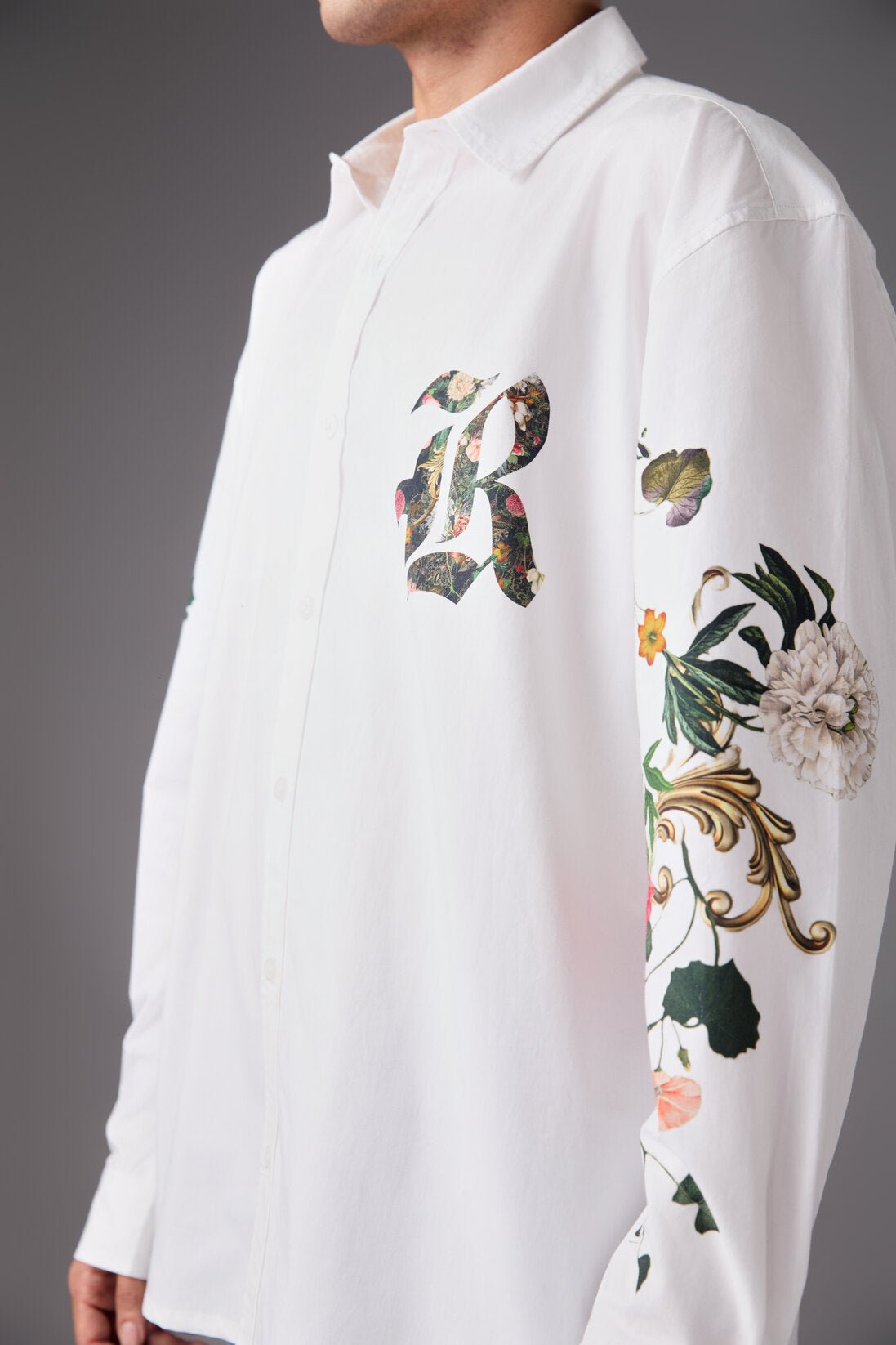 Men’s White Embroidered Sleeve Shirt - Flashmob India Flashmob India   Jacket