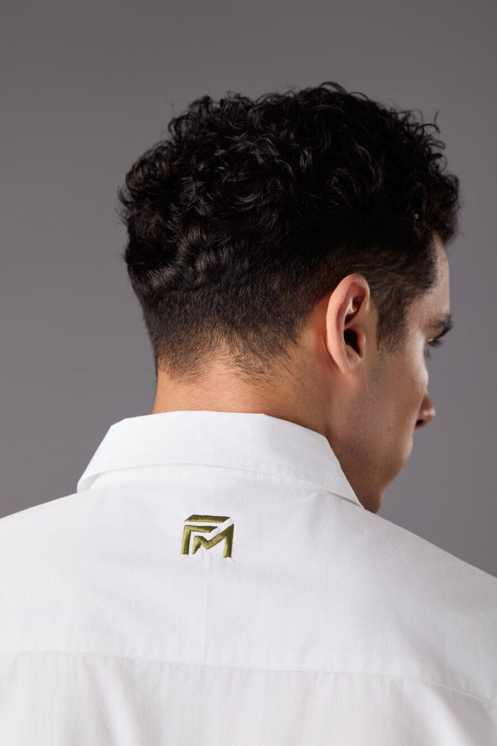 Men’s White Embroidered Sleeve Shirt - Flashmob India Flashmob India   Jacket