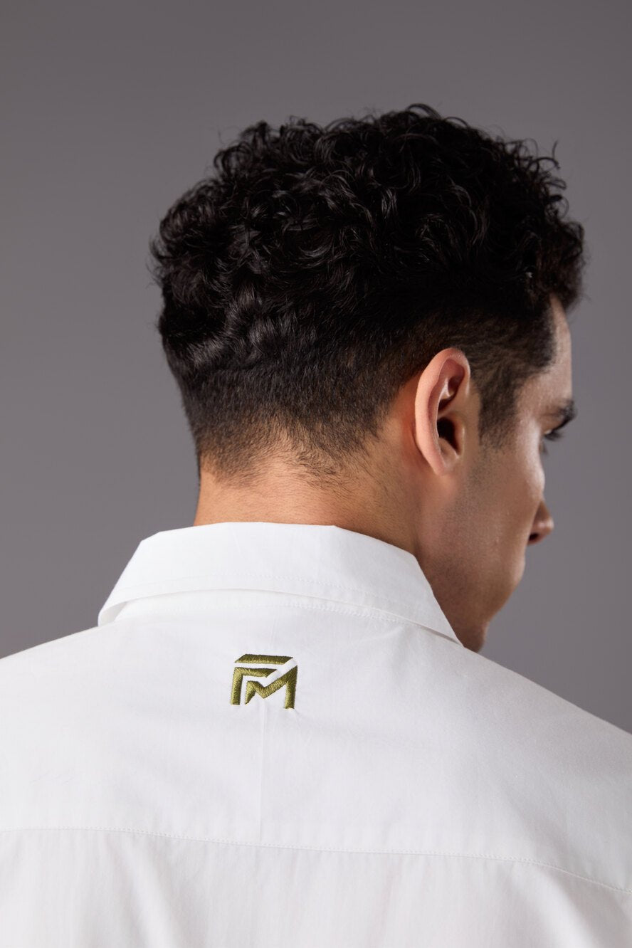 Men’s White Embroidered Sleeve Shirt - Flashmob India Flashmob India   Jacket