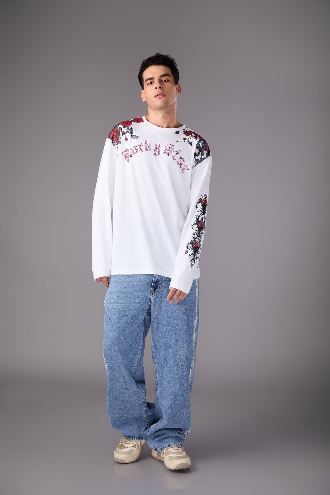 Men’s White Graphic Long Sleeve T-Shirt - Flashmob India Flashmob India Men Top