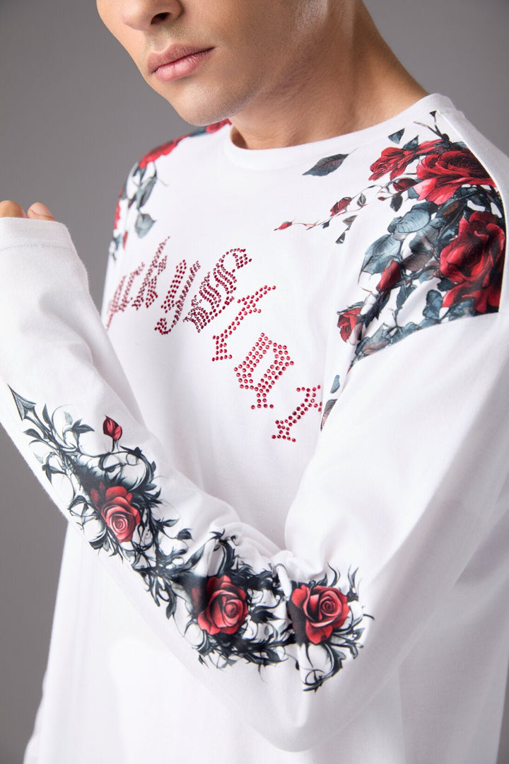 Men’s White Graphic Long Sleeve T-Shirt - Flashmob India Flashmob India Men Top