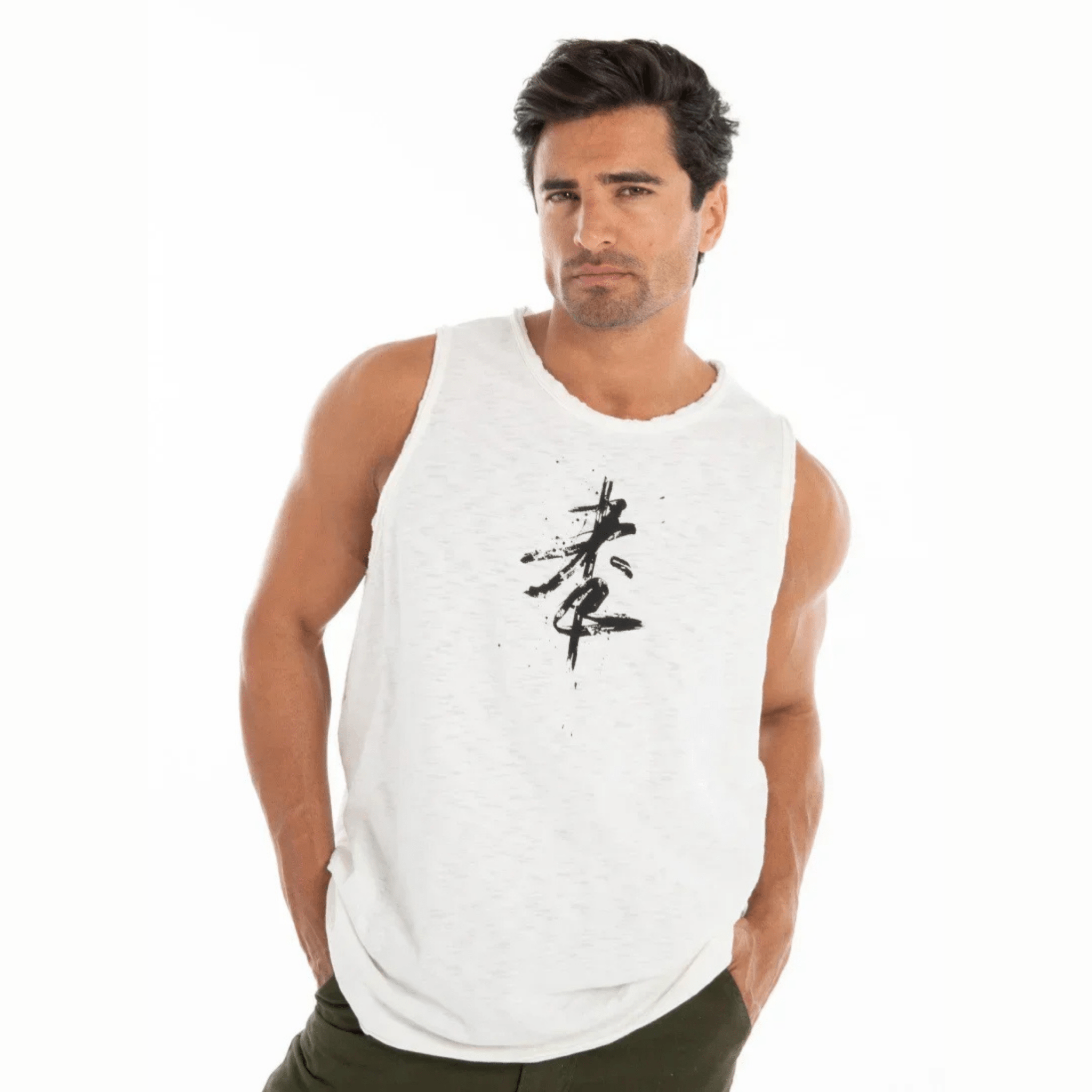Men’s White Graphic Sleeveless Tank - Flashmob India Flashmob Nation Men Top