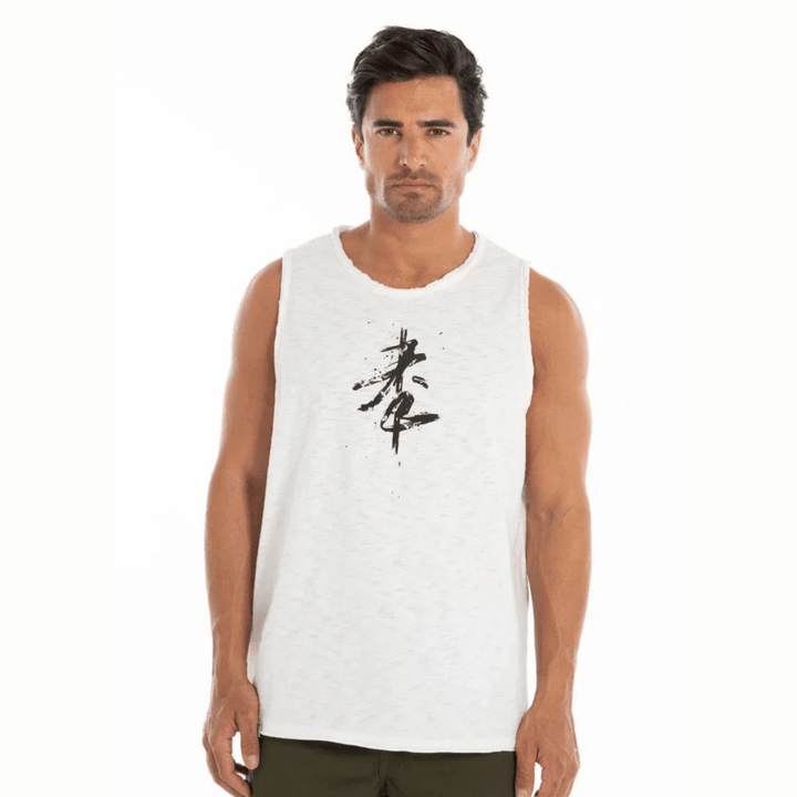 Men’s White Graphic Sleeveless Tank - Flashmob India Flashmob Nation Men Top