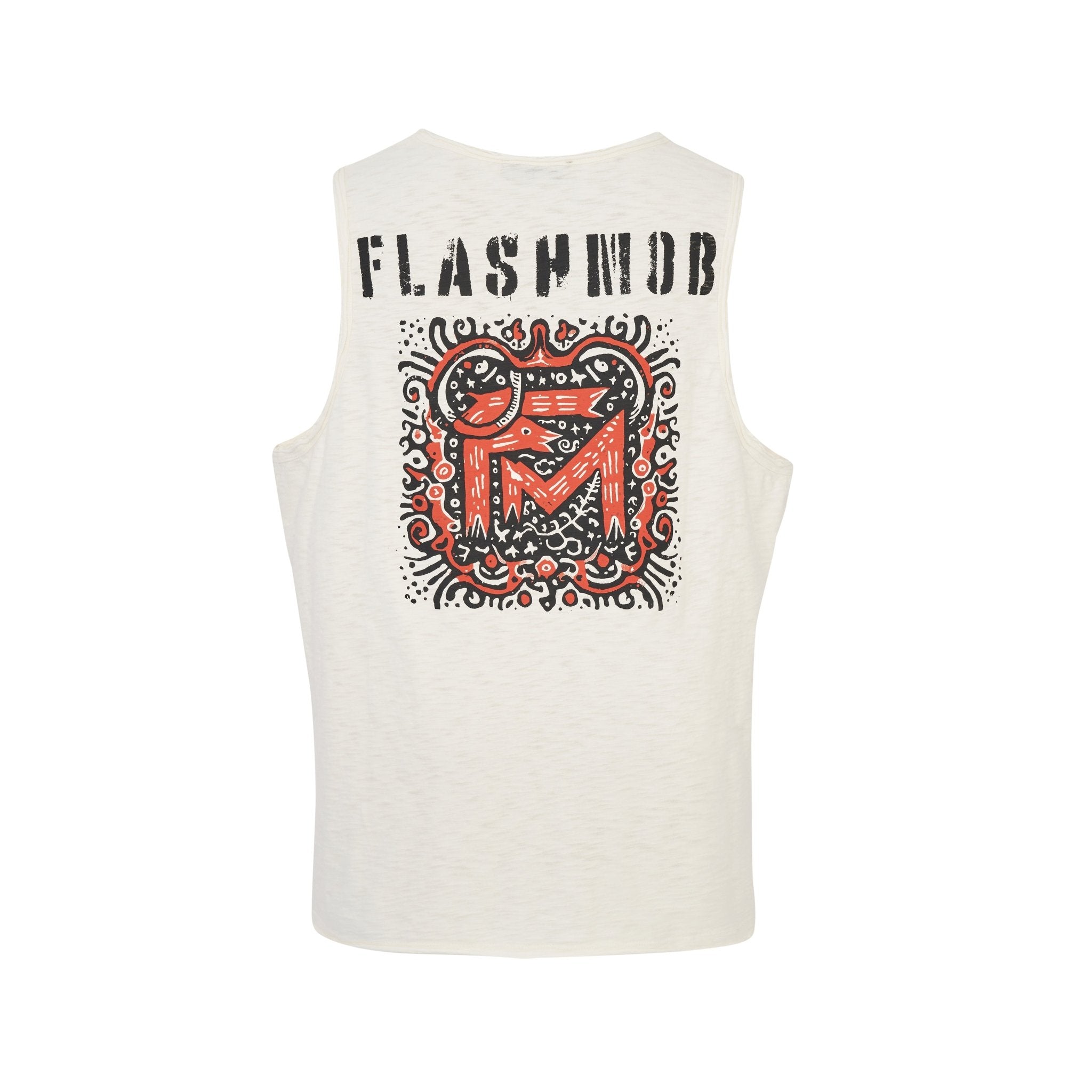 Men’s White Graphic Sleeveless Tank - Flashmob India Flashmob Nation   Men Top