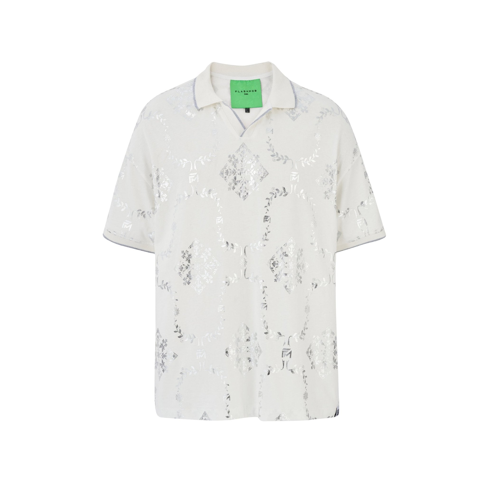 Printed White and Silver Reflective T-Shirt - Flashmob India Flashmob Nation  None