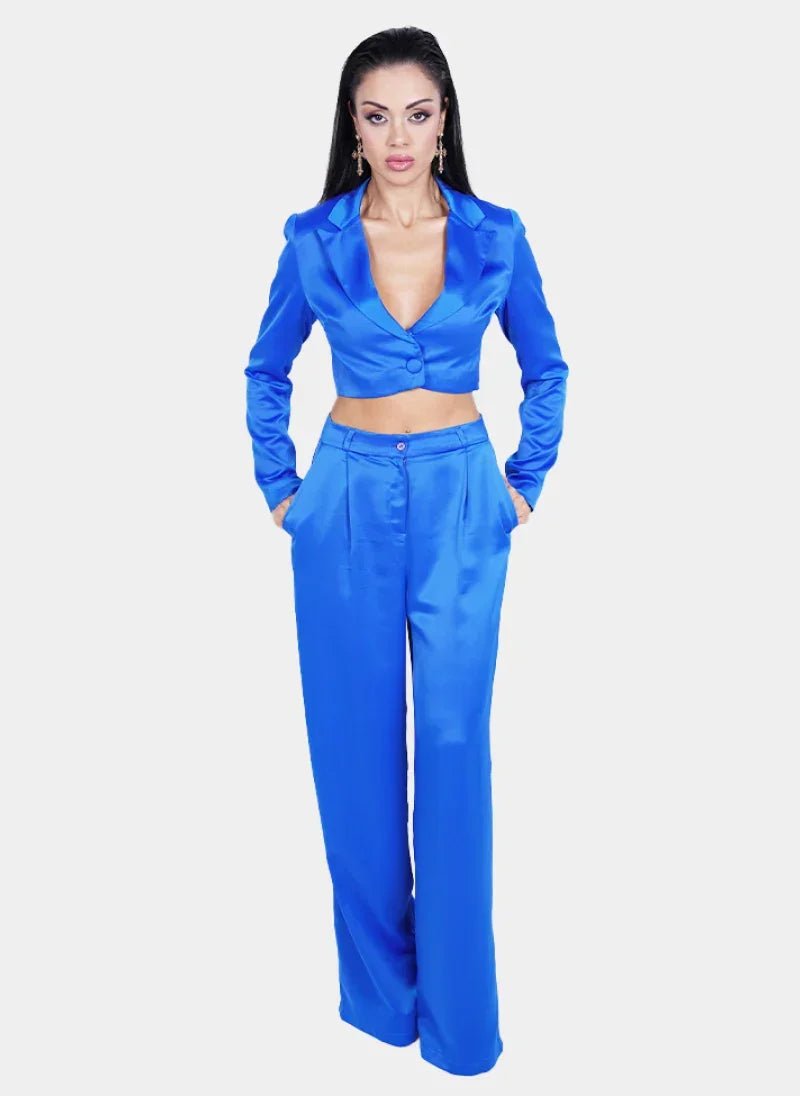 Royal Blue Satin Co - ord Set for Women - Flashmob India Flashmob Nation