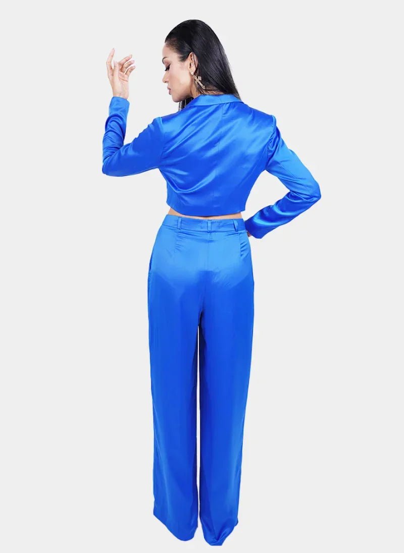 Royal Blue Satin Co - ord Set for Women - Flashmob India Flashmob Nation