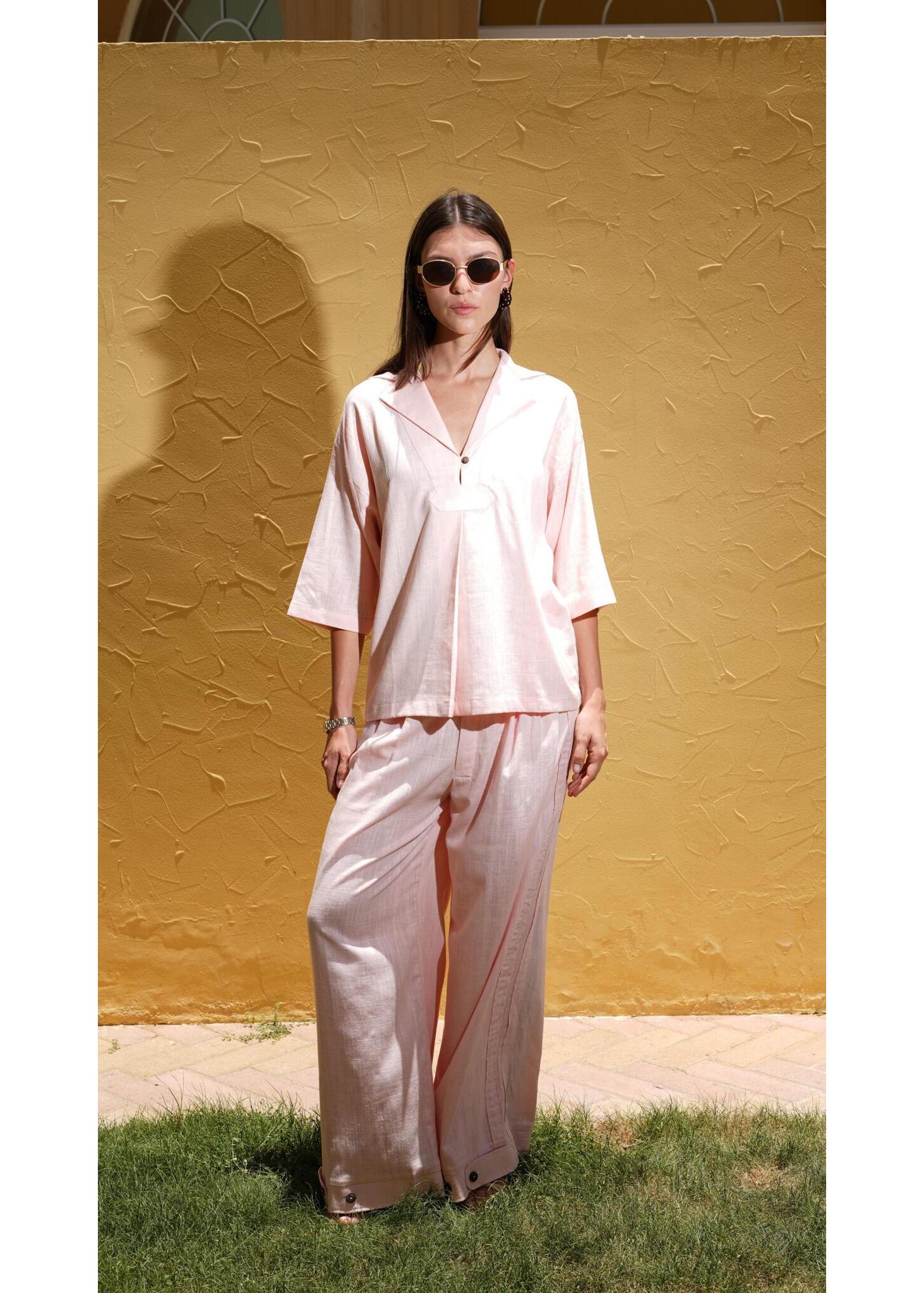 Women's Linen - Blend Carpenter Pants – Pink Ombre - Flashmob India Flashmob India  