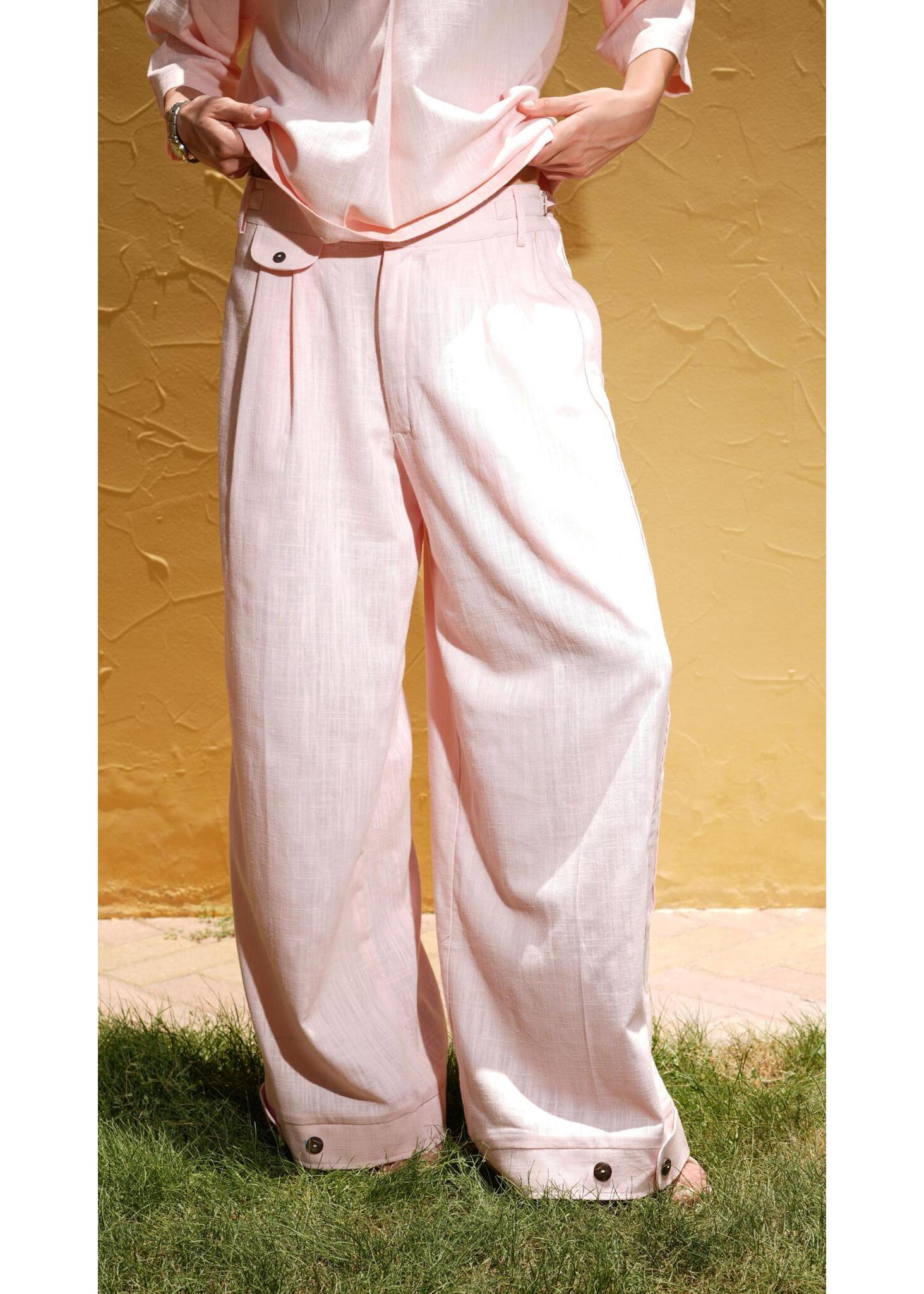 Women's Linen - Blend Carpenter Pants – Pink Ombre - Flashmob India Flashmob India  
