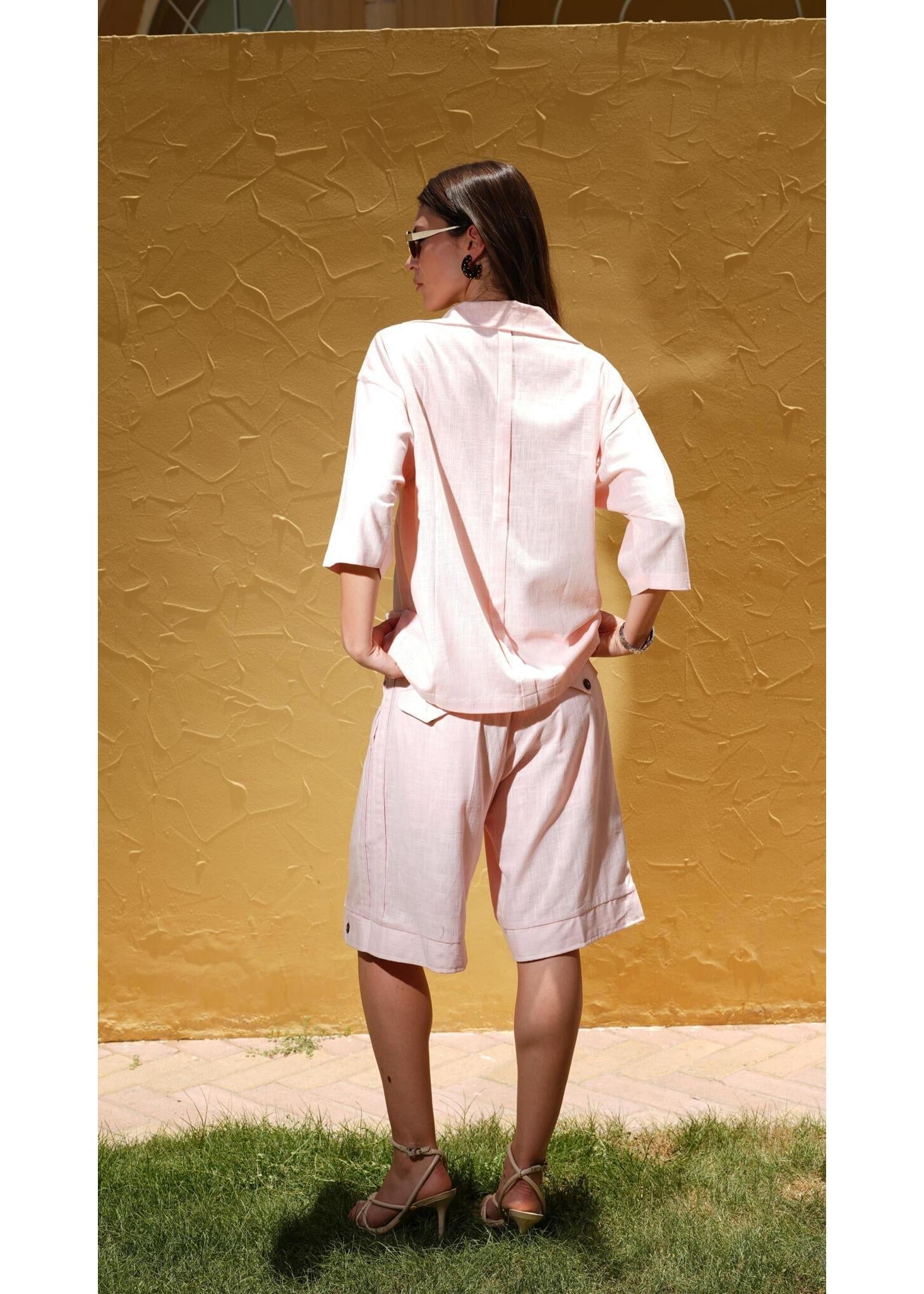 Women's Linen - Blend Carpenter shorts– Pink Ombre - Flashmob India Flashmob India  