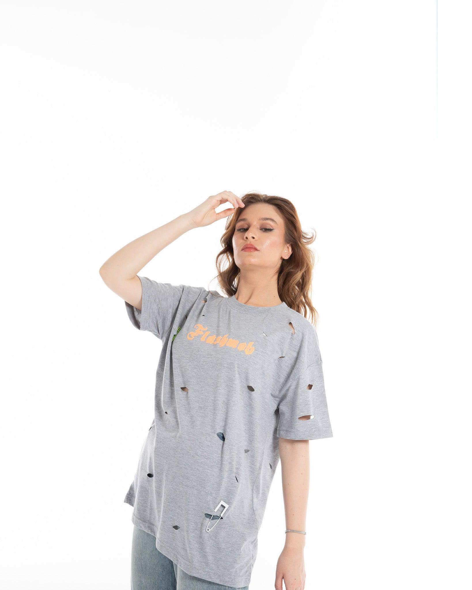 Women’s Oversized Torn Graphic T-Shirt - Flashmob India Flashmob Nation None