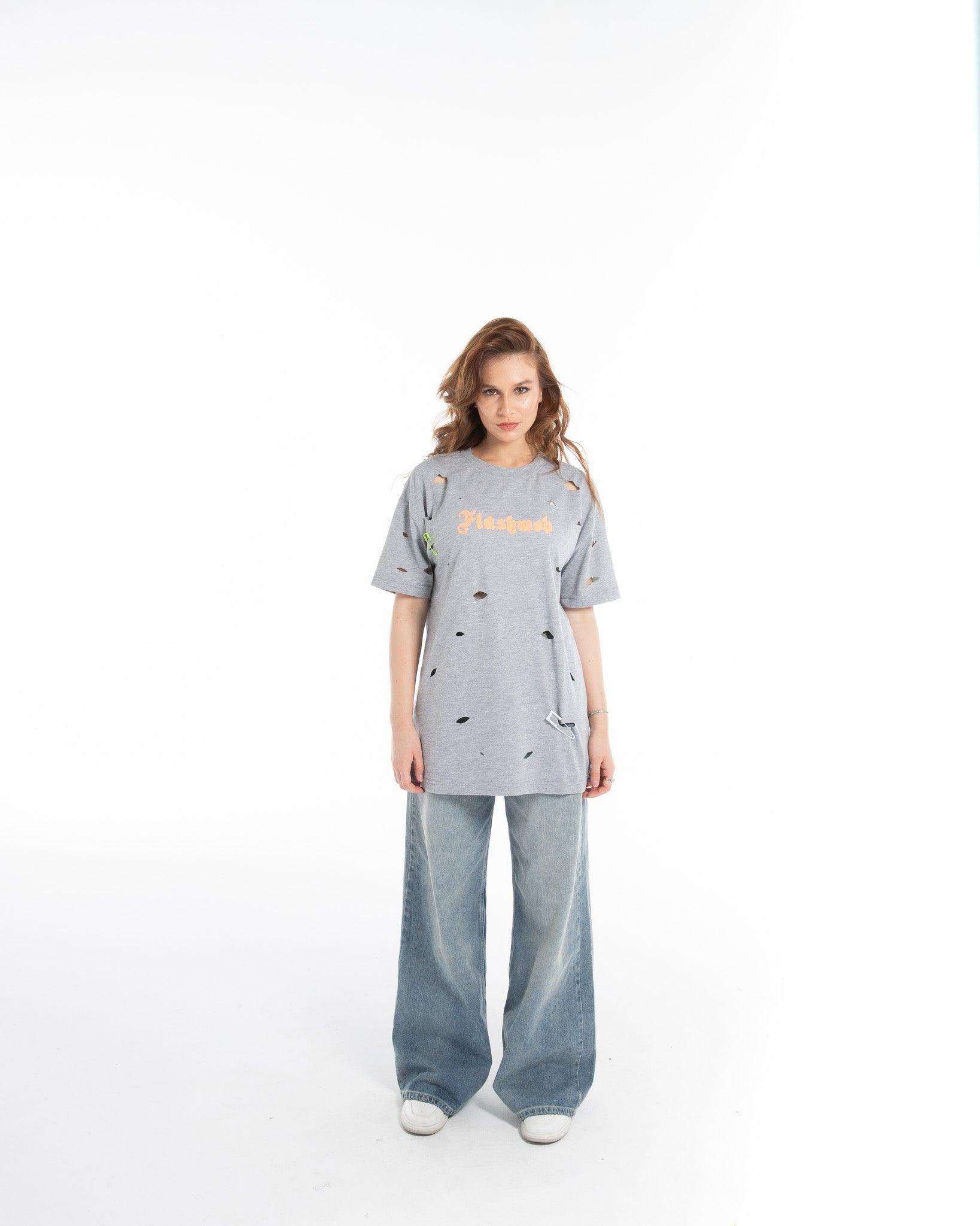 Women’s Oversized Torn Graphic T-Shirt - Flashmob India Flashmob Nation None