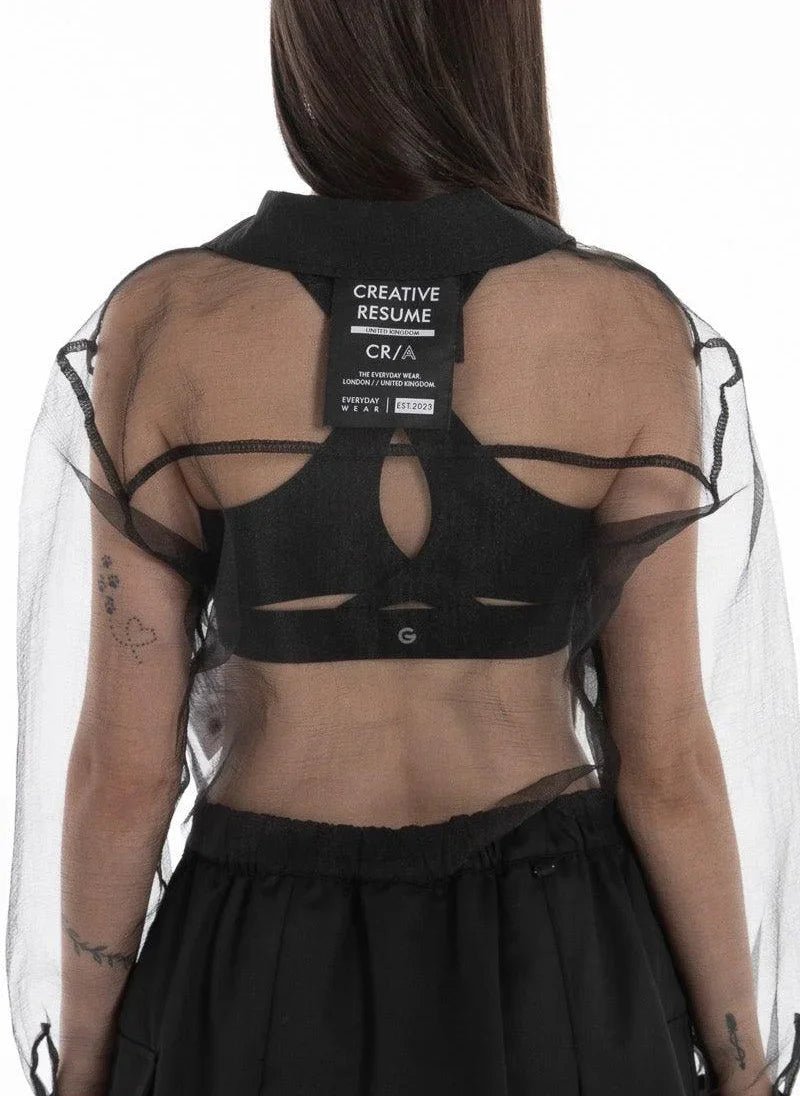 Women’s Sheer Black Crop Shirt - Flashmob India Flashmob Nation crop top